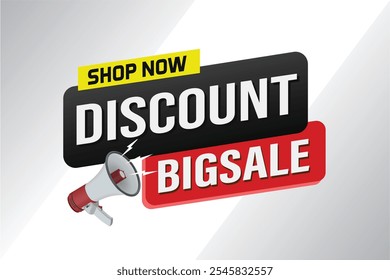 Big sale word mega phone concept vector illustration and 3d style, landing page, template, ui, web, mobile app, poster, banner, flyer, background, gift card, coupon, label, wallpaper

