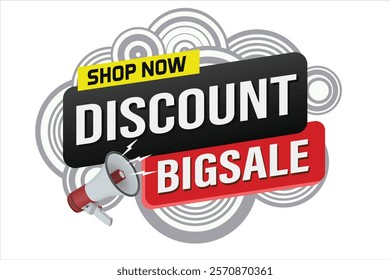 Big sale word mega phone concept vector illustration and 3d style, landing page, template, ui, web, mobile app, poster, banner, flyer, background, gift card, coupon, label, wallpaper

