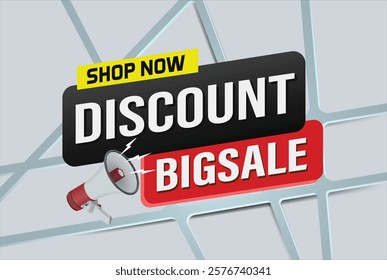 Big sale word mega phone concept vector illustration and 3d style, landing page, template, ui, web, mobile app, poster, banner, flyer, background, gift card, coupon, label, wallpaper

