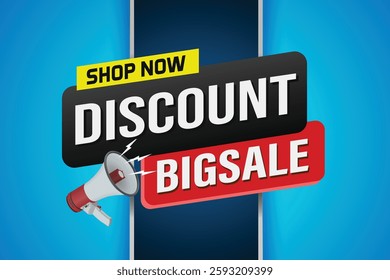 Big sale word mega phone concept vector illustration and 3d style, landing page, template, ui, web, mobile app, poster, banner, flyer, background, gift card, coupon, label, wallpaper

