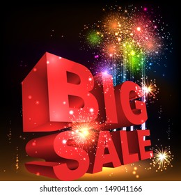 Big sale word. Salute- vector isolated on black background