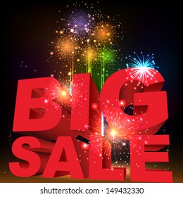 Big sale word. Salute- vector isolated on black background