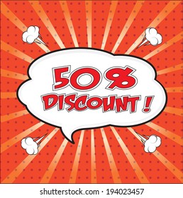 Big sale wording in comic bubble speech in pop art style on red background 