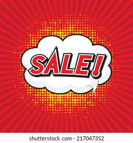 Big sale wording in comic bubble speech in pop art style