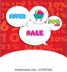 Big sale wording in comic bubble speech in pop art style