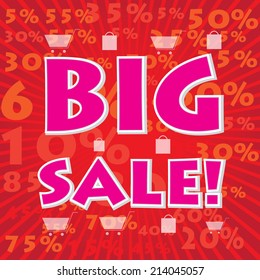 BIG SALE! wording on percetage discount in pop art style, vector format