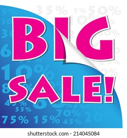 BIG SALE! wording on percetage discount in pop art style, vector format