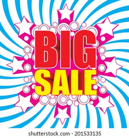 Big sale wording in pop art style on burst background