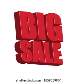 big sale writing in 3D. can be used as promotional banners, discounts, flash sales, and others. vector