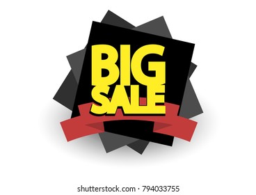 big sale written in yellow letters on a background of squares