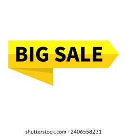 Big Sale In Yellow Ribbon Rectangle Shape For Sell Promotion Business Marketing Social Media Information
