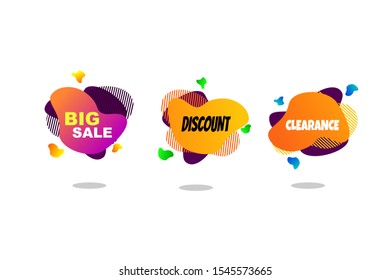 Big sale,clearance,discount.Liquid design with three variations.vector design