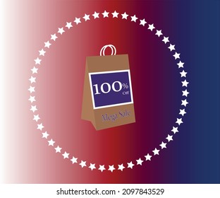 Big sales outlet with 100 one hundred percent discounts american blue red white