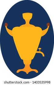 Un gran samovar hecho de oro y lleno de té, vector, dibujo de color o ilustración.