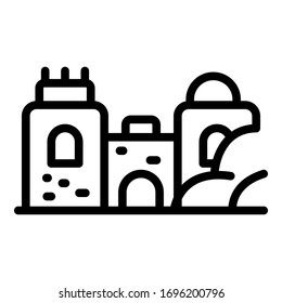 Big sand castle icon. Outline big sand castle vector icon for web design isolated on white background
