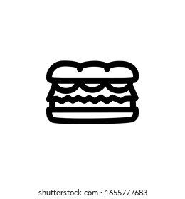 Big Sandwich for Breakfast Foods Icon Vector Illustration. Outline Style.
