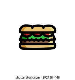 Big Sandwich for Breakfast Foods Icon Logo Vector Illustration. Outline Style.
