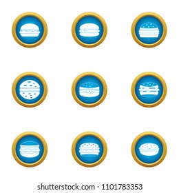 Big sandwich icons set. Flat set of 9 big sandwich vector icons for web isolated on white background