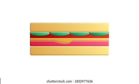 Big sandwich with meat and cheese, vector icon.