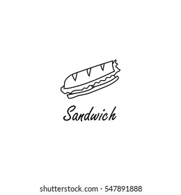 Big sandwich sketch hand drawn line icon