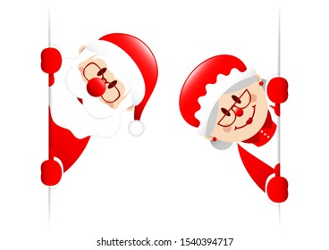 Big Santa Claus And Wife Inside Banner