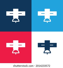 Gran Satélite azul y rojo cuatro colores conjunto de iconos mínimo