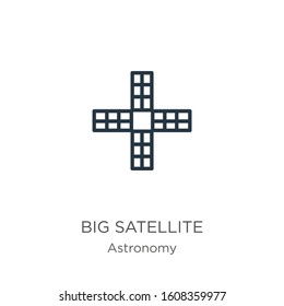 Big satellite icon. Thin linear big satellite outline icon isolated on white background from astronomy collection. Line vector sign, symbol for web and mobile