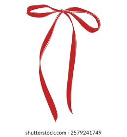 Big Satin Bow – Hand-Drawn Minimalist Vector Illustration of a Large Decorative Ribbon in an Elegant Linear Style
