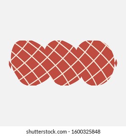 Big sausage with slices of bacon. 