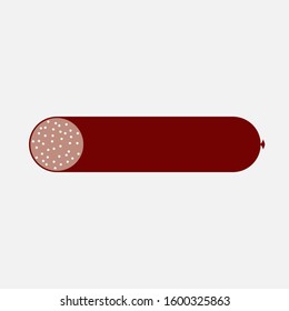 Big sausage with slices of bacon. 