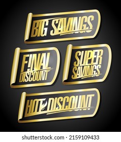 Grandes ahorros, descuento final, superahorros, descuento caliente - venta pegatinas maquinas con letras doradas