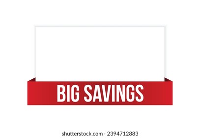 Big Savings, rote Vektorbanner-Illustration einzeln auf weißem Hintergrund