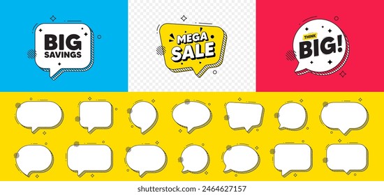 Big savings tag. Mega sale chat speech bubble. Special offer price sign. Advertising discounts symbol. Big savings chat message. Think big speech bubble banner. Offer text balloon. Vector