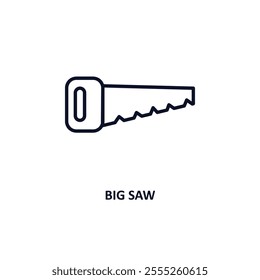 big saw outline icon.  Thin line icon from construction collection. Editable vector isolated on white background