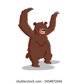 Big and Scary Brown Bear Isolated on White Background. Character for Child Fairy Tale. Image for Children s Book