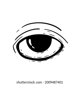 Big scary eye doodles on a white. Halloween design elements.
