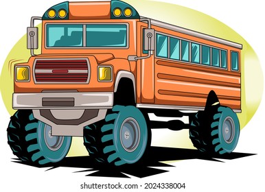 big school bus hand drawing illustration