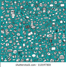 Big School Icons Collection: objects, icons, people ... (in black and white)