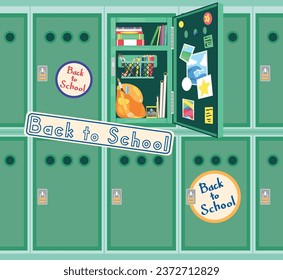 Big school locker in hall. Back to school
