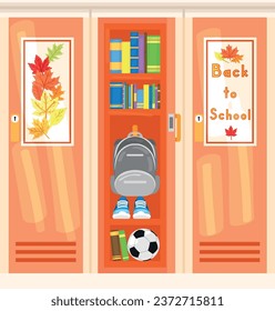 Big school locker in hall. Back to school