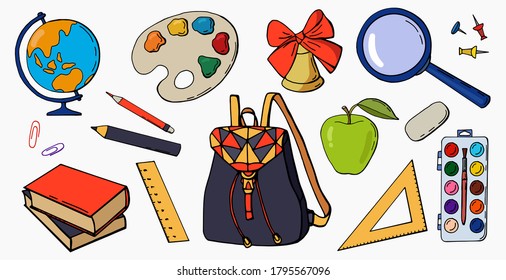 Big School Set Elements White Background Stock Vector (Royalty Free ...