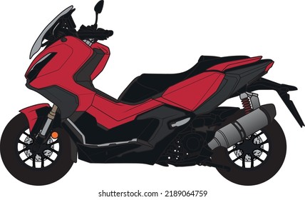 Big Scooter ADV Bike motorcycle Parking Vector Cartoon