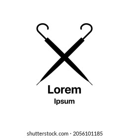 Big screen crook gamp on white. Folded umbrellas black icon. Trendy flat isolated outline symbol, sign can be used for: illustration, logo, mobile, app, design, web, dev, ui, ux, gui. Vector EPS 10