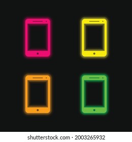 Big Screen Smartphone four color glowing neon vector icon