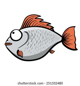 The big sea fish. A children's sketch. Color image.