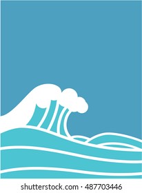 Big sea wave. vector illustration. Ocean logo.