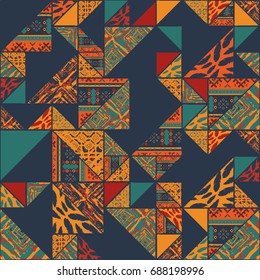 Gran fondo de boho africano sin fisuras con elementos triangulares