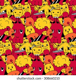 Big seamless pattern of doodle elements for yours cards, postcards, brochures and posters