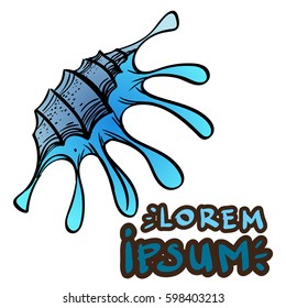 Big seashell logo in cartoon style. The elements for infographics with a hand-drawing style.