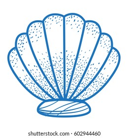 Big seashell logo in cartoon style. The elements for infographics with a hand-drawing style.